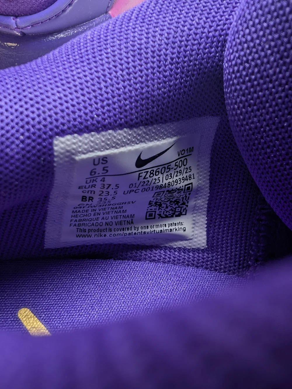 Nike A'ja Wilson A'One Unapologetic Fierce Purple Women's Size 6.5